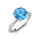 3 - Lucia 2.16 ctw Blue Topaz (8 mm) Hidden Halo accented Natural Diamond Engagement Ring  