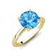 3 - Lucia 2.16 ctw Blue Topaz (8 mm) Hidden Halo accented Natural Diamond Engagement Ring  