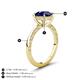 4 - Lucia 2.66 ctw Created Blue Sapphire (8 mm) Hidden Halo accented Natural Diamond Engagement Ring  