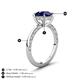 4 - Lucia 2.66 ctw Created Blue Sapphire (8 mm) Hidden Halo accented Natural Diamond Engagement Ring  