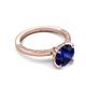 5 - Lucia 2.66 ctw Created Blue Sapphire (8 mm) Hidden Halo accented Natural Diamond Engagement Ring  