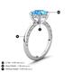 4 - Lucia 2.16 ctw Blue Topaz (8 mm) Hidden Halo accented Natural Diamond Engagement Ring  