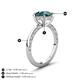 4 - Lucia 2.16 ctw London Blue Topaz (8 mm) Hidden Halo accented Natural Diamond Engagement Ring  