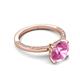 5 - Lucia 2.66 ctw Created Pink Sapphire (8 mm) Hidden Halo accented Natural Diamond Engagement Ring  