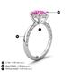 4 - Lucia 2.66 ctw Created Pink Sapphire (8 mm) Hidden Halo accented Natural Diamond Engagement Ring  