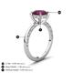 4 - Lucia 2.41 ctw Rhodolite Garnet (8 mm) Hidden Halo accented Natural Diamond Engagement Ring  