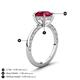 4 - Lucia 2.91 ctw Created Ruby (8 mm) Hidden Halo accented Natural Diamond Engagement Ring  