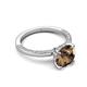 5 - Lucia 1.96 ctw Smoky Quartz (8 mm) Hidden Halo accented Natural Diamond Engagement Ring  