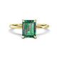 1 - Morgan 3.11 ctw Center Created Alexandrite Emerald Shape with Prong Studded Natural Diamond Solitaire Plus Engagement Ring 