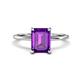 1 - Morgan 2.40 ctw Center Amethyst Emerald Shape with Prong Studded Natural Diamond Solitaire Plus Engagement Ring 