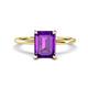 1 - Morgan 2.40 ctw Center Amethyst Emerald Shape with Prong Studded Natural Diamond Solitaire Plus Engagement Ring 