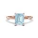 1 - Morgan 2.15 ctw Center Aquamarine Emerald Shape with Prong Studded Natural Diamond Solitaire Plus Engagement Ring 