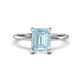 1 - Morgan 2.15 ctw Center Aquamarine Emerald Shape with Prong Studded Natural Diamond Solitaire Plus Engagement Ring 