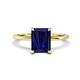 1 - Morgan 2.65 ctw Center Created Blue Sapphire Emerald Shape with Prong Studded Natural Diamond Solitaire Plus Engagement Ring 