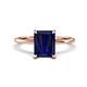 1 - Morgan 2.65 ctw Center Created Blue Sapphire Emerald Shape with Prong Studded Natural Diamond Solitaire Plus Engagement Ring 