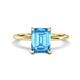 1 - Morgan 3.15 ctw Center Blue Topaz Emerald Shape with Prong Studded Natural Diamond Solitaire Plus Engagement Ring 