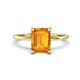 1 - Morgan 2.40 ctw Center Citrine Emerald Shape with Prong Studded Natural Diamond Solitaire Plus Engagement Ring 