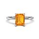 1 - Morgan 2.40 ctw Center Citrine Emerald Shape with Prong Studded Natural Diamond Solitaire Plus Engagement Ring 