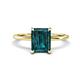 1 - Morgan 3.15 ctw Center London Blue Topaz Emerald Shape with Prong Studded Natural Diamond Solitaire Plus Engagement Ring 