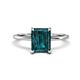 1 - Morgan 3.15 ctw Center London Blue Topaz Emerald Shape with Prong Studded Natural Diamond Solitaire Plus Engagement Ring 