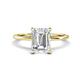 1 - Morgan 1.95 ctw Center Moissanite Emerald Shape with Prong Studded Natural Diamond Solitaire Plus Engagement Ring 