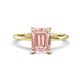 1 - Morgan 2.40 ctw Center Morganite Emerald Shape with Prong Studded Natural Diamond Solitaire Plus Engagement Ring 