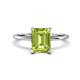 1 - Morgan 2.60 ctw Center Peridot Emerald Shape with Prong Studded Natural Diamond Solitaire Plus Engagement Ring 