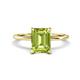 1 - Morgan 2.60 ctw Center Peridot Emerald Shape with Prong Studded Natural Diamond Solitaire Plus Engagement Ring 