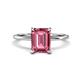 1 - Morgan 3.00 ctw Center Pink Tourmaline Emerald Shape with Prong Studded Natural Diamond Solitaire Plus Engagement Ring 