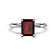 1 - Morgan 3.15 ctw Center Red Garnet Emerald Shape with Prong Studded Natural Diamond Solitaire Plus Engagement Ring 