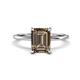 1 - Morgan 2.40 ctw Center Smoky Quartz Emerald Shape with Prong Studded Natural Diamond Solitaire Plus Engagement Ring 