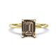 1 - Morgan 2.40 ctw Center Smoky Quartz Emerald Shape with Prong Studded Natural Diamond Solitaire Plus Engagement Ring 