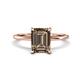 1 - Morgan 2.40 ctw Center Smoky Quartz Emerald Shape with Prong Studded Natural Diamond Solitaire Plus Engagement Ring 