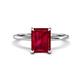 1 - Morgan 2.85 ctw Center Created Ruby Emerald Shape with Prong Studded Natural Diamond Solitaire Plus Engagement Ring 