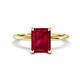 1 - Morgan 2.85 ctw Center Created Ruby Emerald Shape with Prong Studded Natural Diamond Solitaire Plus Engagement Ring 