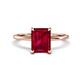 1 - Morgan 2.85 ctw Center Created Ruby Emerald Shape with Prong Studded Natural Diamond Solitaire Plus Engagement Ring 