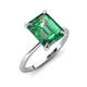 3 - Morgan 3.11 ctw Center Created Alexandrite Emerald Shape with Prong Studded Natural Diamond Solitaire Plus Engagement Ring 