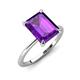 3 - Morgan 2.40 ctw Center Amethyst Emerald Shape with Prong Studded Natural Diamond Solitaire Plus Engagement Ring 