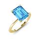 3 - Morgan 3.15 ctw Center Blue Topaz Emerald Shape with Prong Studded Natural Diamond Solitaire Plus Engagement Ring 