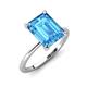 3 - Morgan 3.15 ctw Center Blue Topaz Emerald Shape with Prong Studded Natural Diamond Solitaire Plus Engagement Ring 