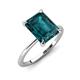 3 - Morgan 3.15 ctw Center London Blue Topaz Emerald Shape with Prong Studded Natural Diamond Solitaire Plus Engagement Ring 