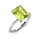 3 - Morgan 2.60 ctw Center Peridot Emerald Shape with Prong Studded Natural Diamond Solitaire Plus Engagement Ring 