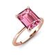 3 - Morgan 3.00 ctw Center Pink Tourmaline Emerald Shape with Prong Studded Natural Diamond Solitaire Plus Engagement Ring 