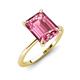 3 - Morgan 3.00 ctw Center Pink Tourmaline Emerald Shape with Prong Studded Natural Diamond Solitaire Plus Engagement Ring 