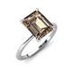 3 - Morgan 2.40 ctw Center Smoky Quartz Emerald Shape with Prong Studded Natural Diamond Solitaire Plus Engagement Ring 