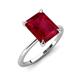 3 - Morgan 2.85 ctw Center Created Ruby Emerald Shape with Prong Studded Natural Diamond Solitaire Plus Engagement Ring 