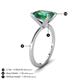 4 - Morgan 3.11 ctw Center Created Alexandrite Emerald Shape with Prong Studded Natural Diamond Solitaire Plus Engagement Ring 