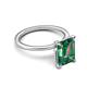 5 - Morgan 3.11 ctw Center Created Alexandrite Emerald Shape with Prong Studded Natural Diamond Solitaire Plus Engagement Ring 