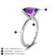 4 - Morgan 2.40 ctw Center Amethyst Emerald Shape with Prong Studded Natural Diamond Solitaire Plus Engagement Ring 