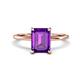 4 - Morgan 2.40 ctw Center Amethyst Emerald Shape with Prong Studded Natural Diamond Solitaire Plus Engagement Ring 